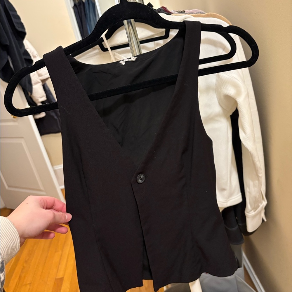 Garage Black Buttoned Tank Top